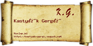 Kastyák Gergő névjegykártya